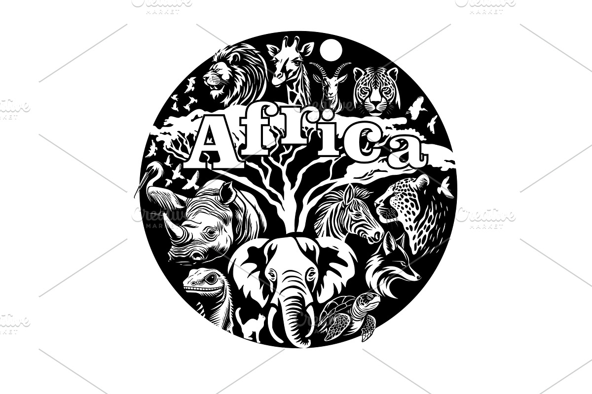 Africa abstract with animals. hand, an Animal Illustration by Nenahliadava Design
