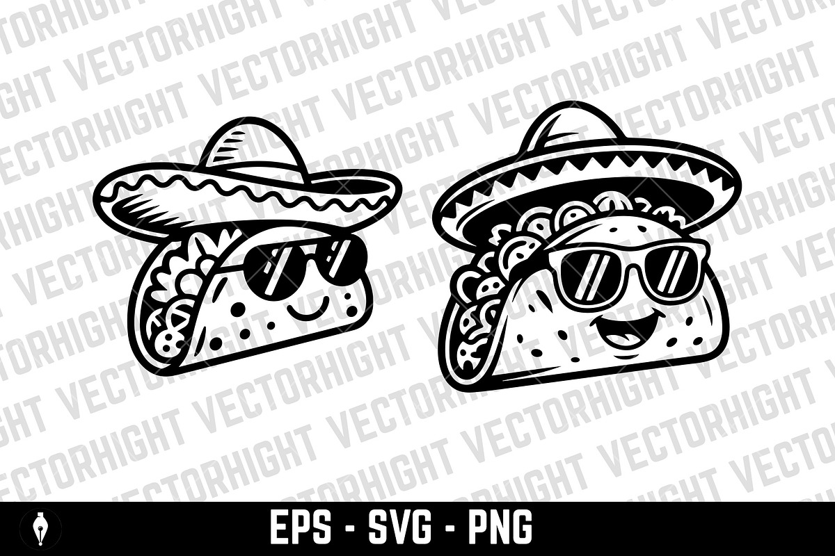 Cartoon mascot of a taco, a Food Illustration by Vectorhight (Photo 3 of 5)
