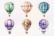 Pastel Hot Air Balloons Clipart, an Illustration by Dream Creation (Thumbnail 5 of 6)