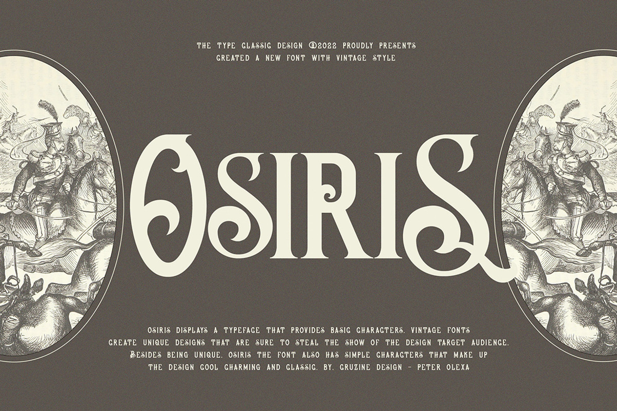 Osiris Vintage Font, a Serif Font by JumboDesign (Photo 1 of 5)