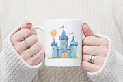 Blue Fairytale Castle Clipart, an Illustration by Watercolor design (Thumbnail 7 of 11)