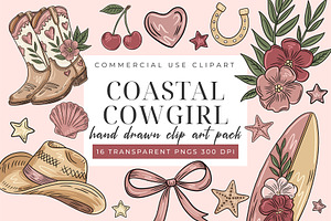 Coastal Cowgirl Clipart PNG Set