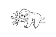 Cute Sloth Line Art Bundle, an Illustration by musafir_fashion (Thumbnail 5 of 51)