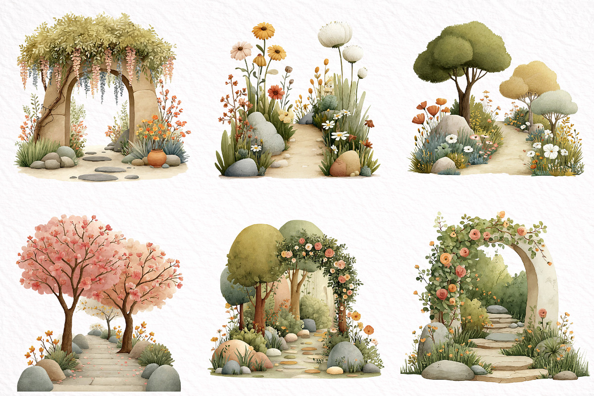 Whimsical Summer Pathway Clipart, an Illustration by DreamArtGraphic (Photo 2 of 8)