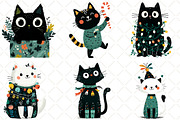 Christmas Cat Clipart, an Animal Illustration by Black Bird Studio (Thumbnail 5 of 6)