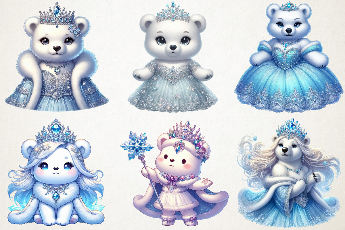 Christmas Ice Princess Polar Bear, an Illustration by RobertsArt (Photo 5 of 5)