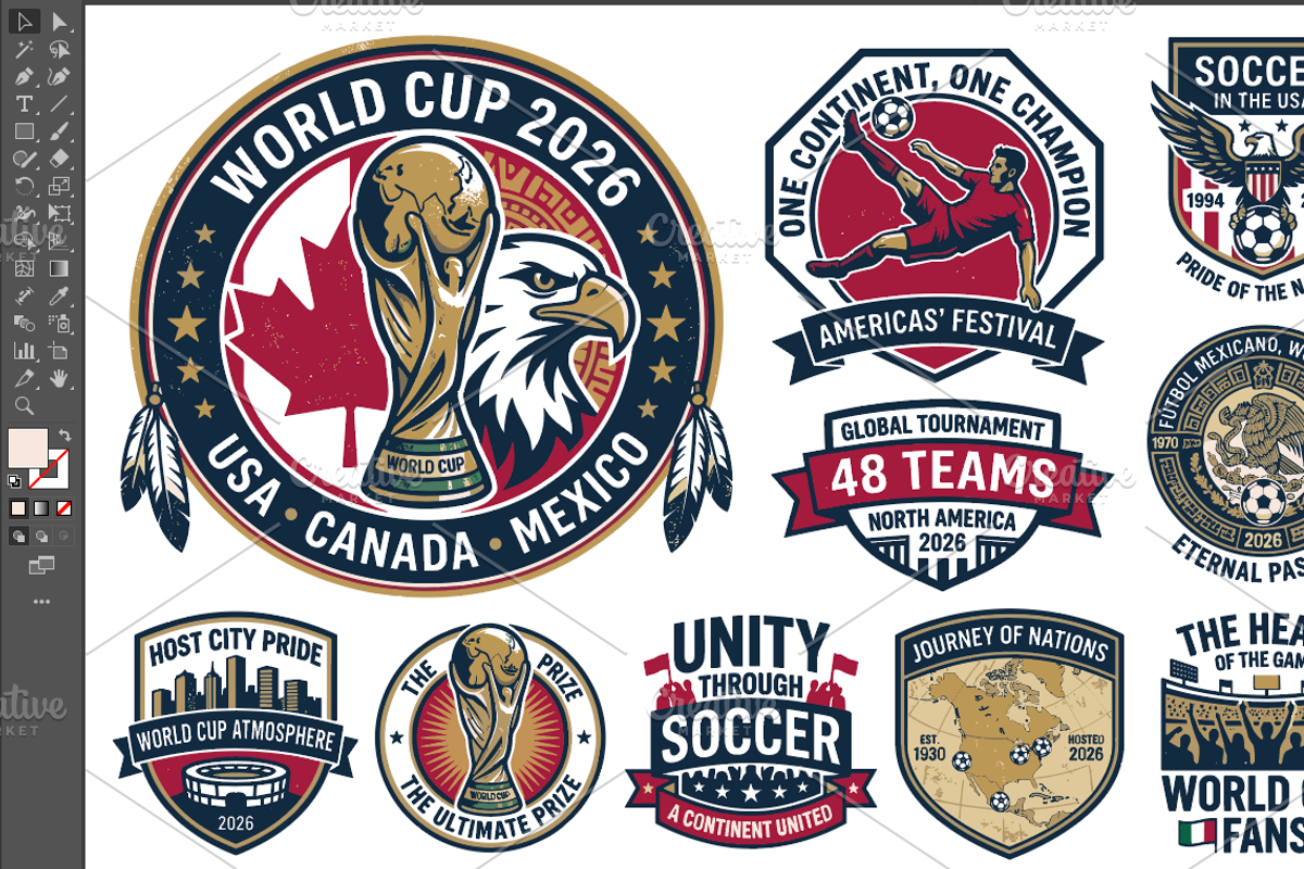 World Cup 2026 Soccer Badge EPS Set, an Object Graphic by NH graphic (Photo 2 of 4)