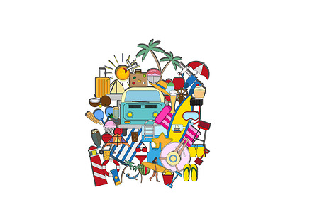 Doodle background of summer