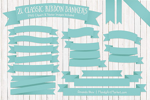 Aqua Ribbon Banner Clipart, an Illustration by Amanda Ilkov