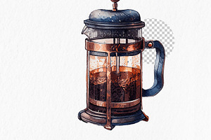 Coffee Lover Watercolor Clipart PNG