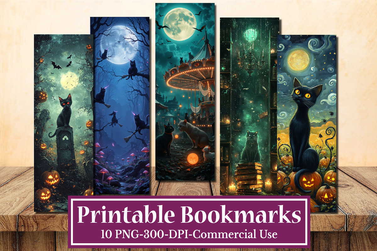 Whimsical Kitty Printable Bookmarks, an Illustration by Rose Art (Photo 1 of 2)