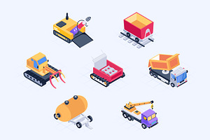 Mining Machinery Isometric Icons