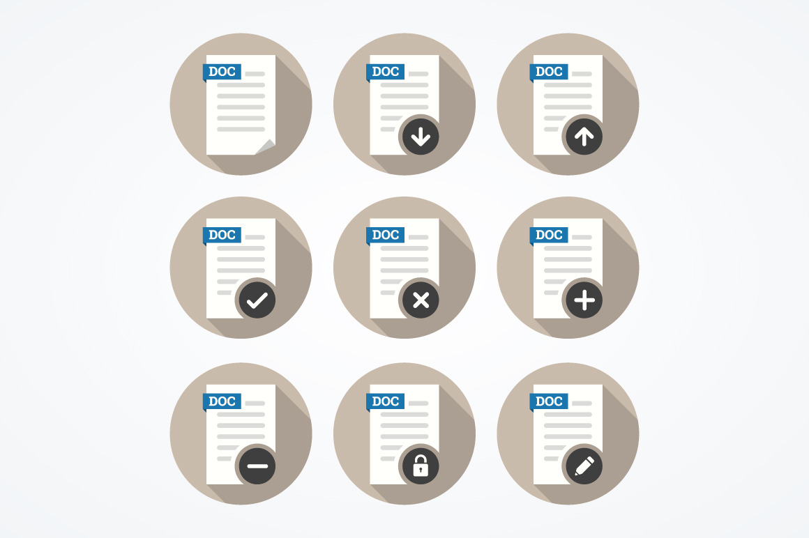 Set of doc file icons, an Illustration by zanimanski