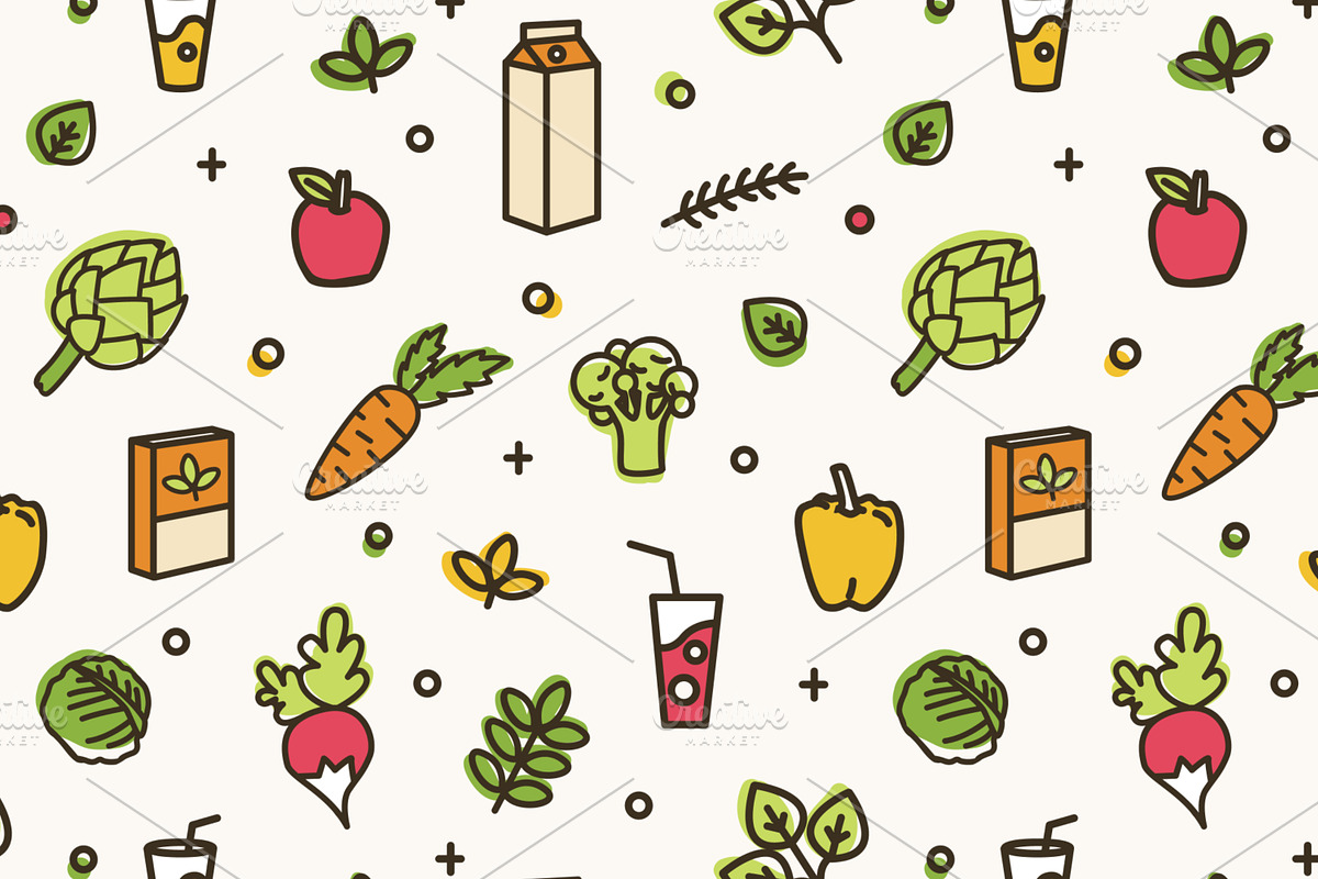 Organic food banner, pattern, a Food Illustration by Good Studio (Photo 6 of 10)