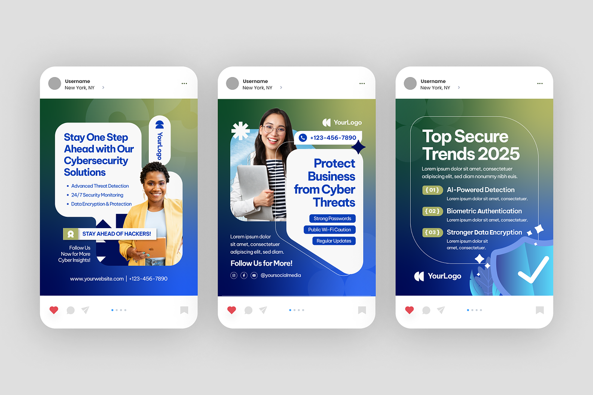 Cybersecurity Service Instagram Post, a Social Media Template by MMPixelCraft (Photo 3 of 3)