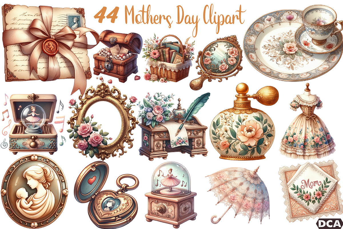 Antique Mothers Day Clipart, an Illustration by DreamCafeArt (Photo 1 of 6)