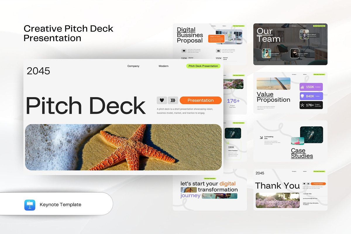 Pitch Deck Keynote Presentation, a Presentation Template by TMint Creative (Photo 1 of 5)