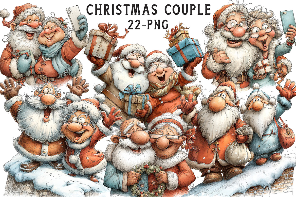 Christmas couple clipart, an Illustration by Libby Wishes (Photo 1 of 6)