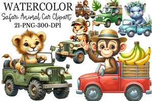 Safari Animal Car Clipart, an Illustration by Rose Art