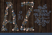 Navy & Blush Floral Alphabet Vectors, an Illustration by Amanda Ilkov (Thumbnail 2 of 5)