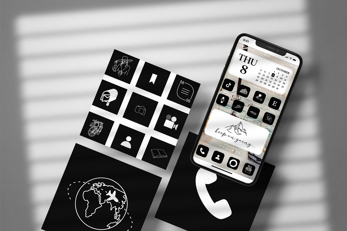 163 Black Aesthetic iOS 14 App Icons, an Icon by velychko.ua (Photo 1 of 6)