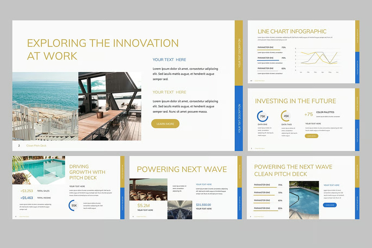 Clean Pitch Deck GSlides, PPoint preview 3