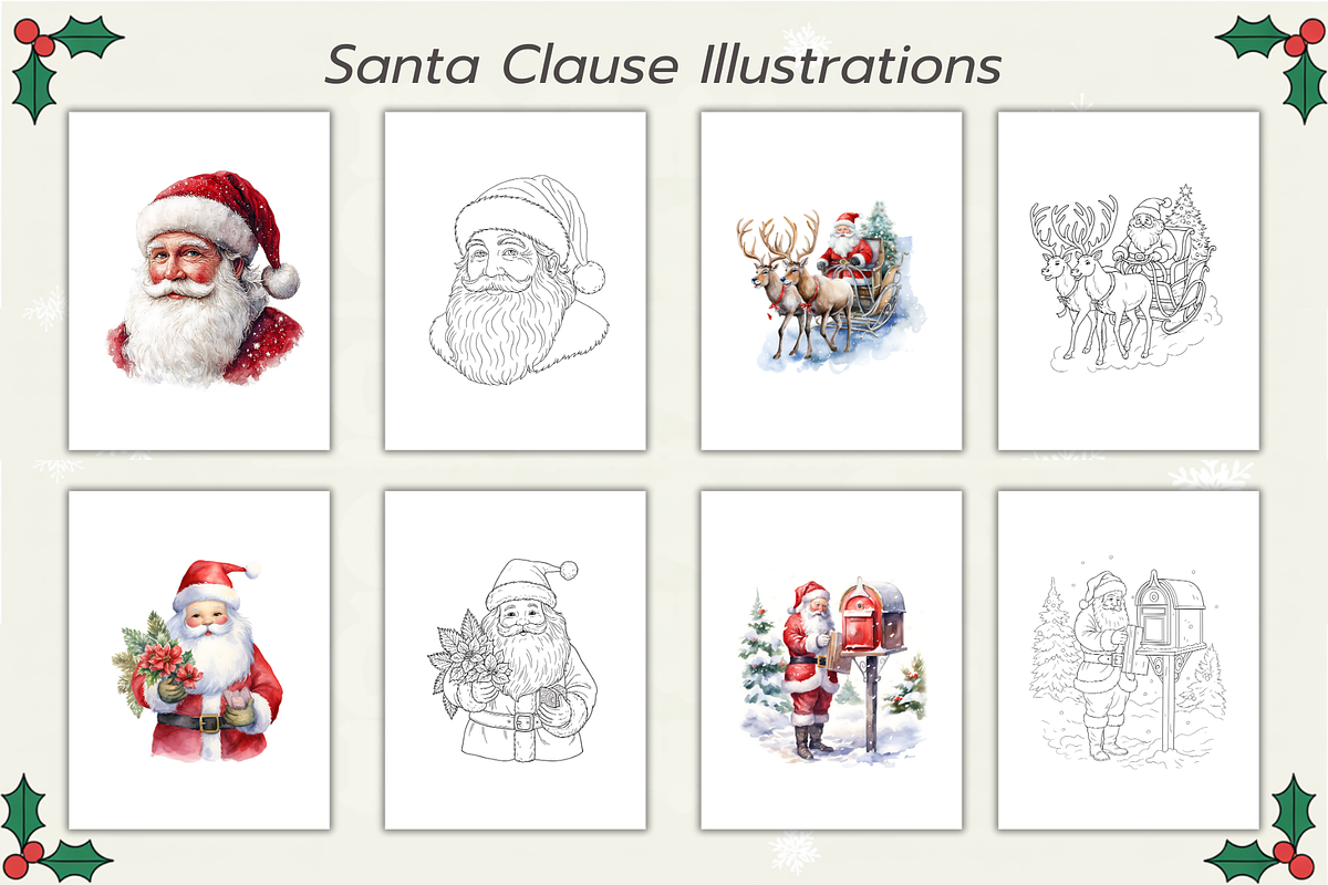 150 Christmas Coloring Pages Bundle, a Seasonal Illustration by Daffodil Dream Studio (Photo 14 of 18)