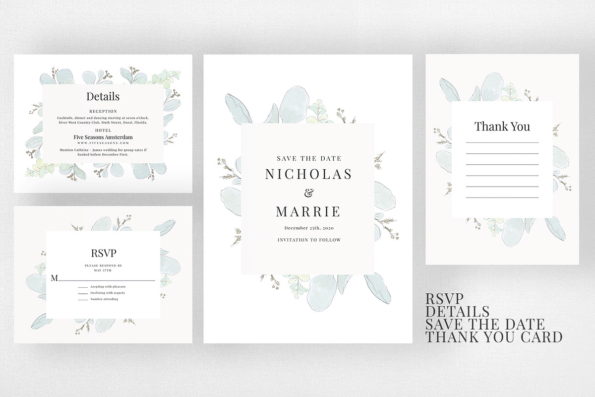 Modern Eucalyptus Wedding Suite, an Invitation Template by Azka Creative (Photo 3 of 5)