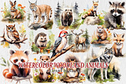 Watercolor Woodland Animals Clipart, an Illustration by Moon Studio (Thumbnail 1 of 11)