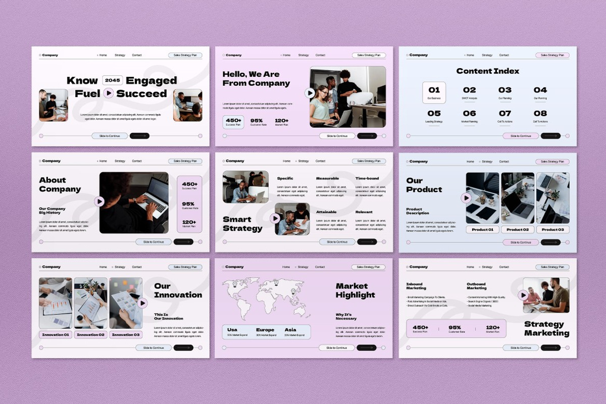 White Pink Sales Strategy Plan PPT, a Presentation Template by graphicook (Photo 2 of 5)