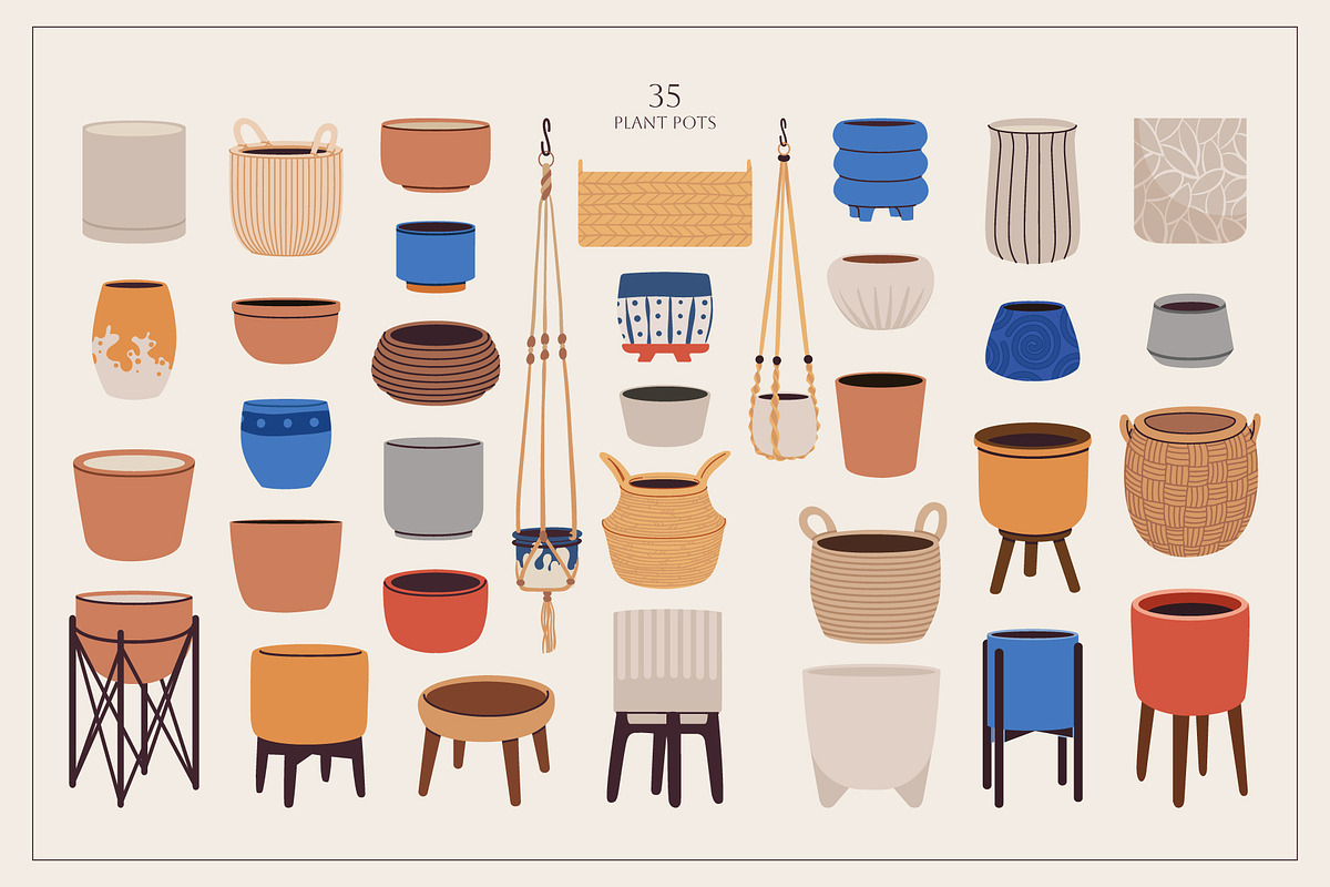 Home Plants | House Plants in Pots, a Decorative Illustration by Berentine.art (Photo 3 of 16)