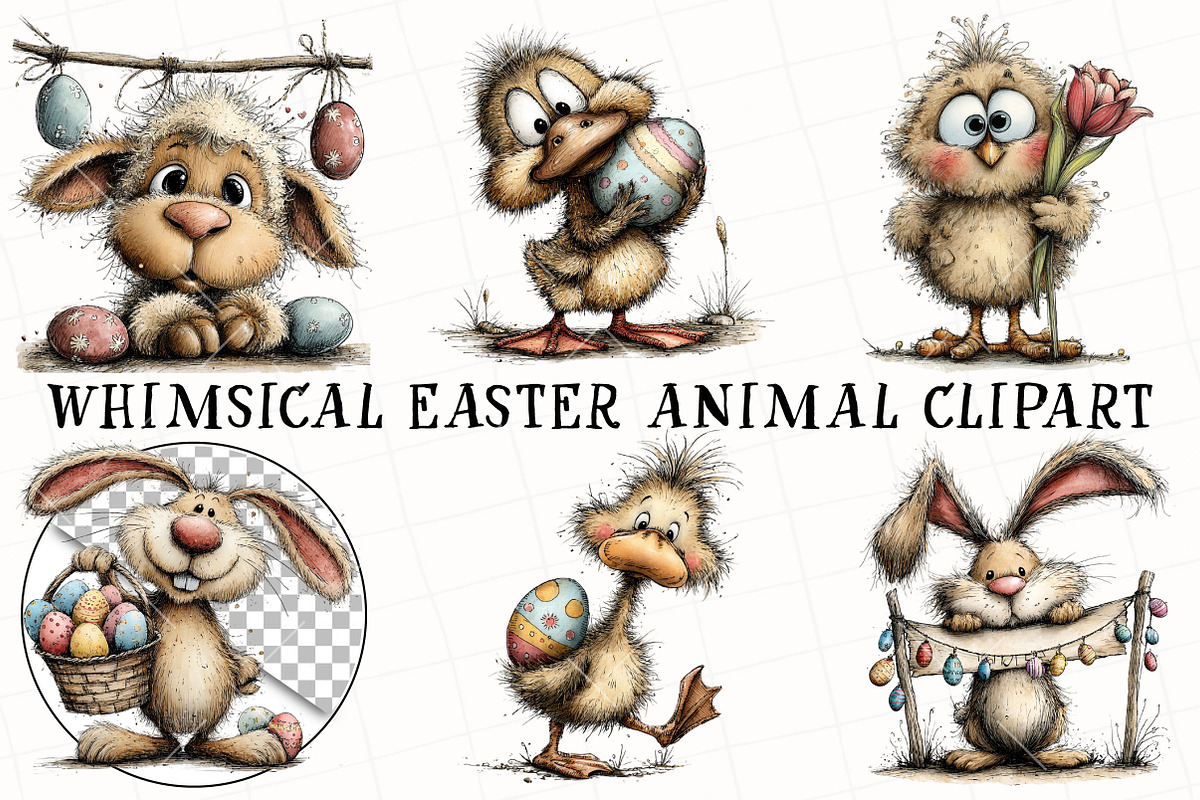Whimsical Easter Animal Clipart, an Illustration by OK Design (Photo 2 of 6)