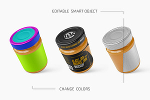 Glass Jar With Orange Jam Mockup Set