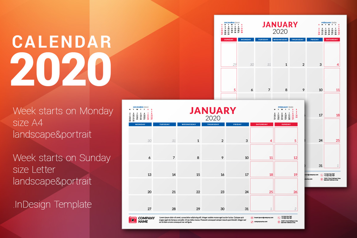 Monthly Planner 2020, a Stationery Template by AntartStock (Photo 1 of 6)