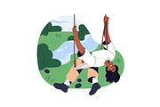 Happy people on swings in nature set, a Person Illustration by PaperTrident (Thumbnail 4 of 7)