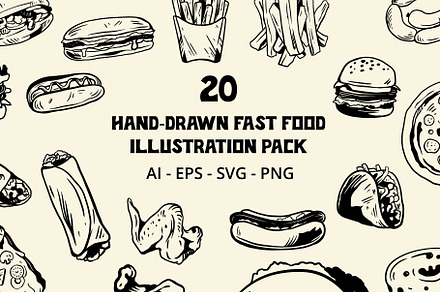 Hand Drawn Fast Food Illustration, a Food Illustration by Pokal Studio
