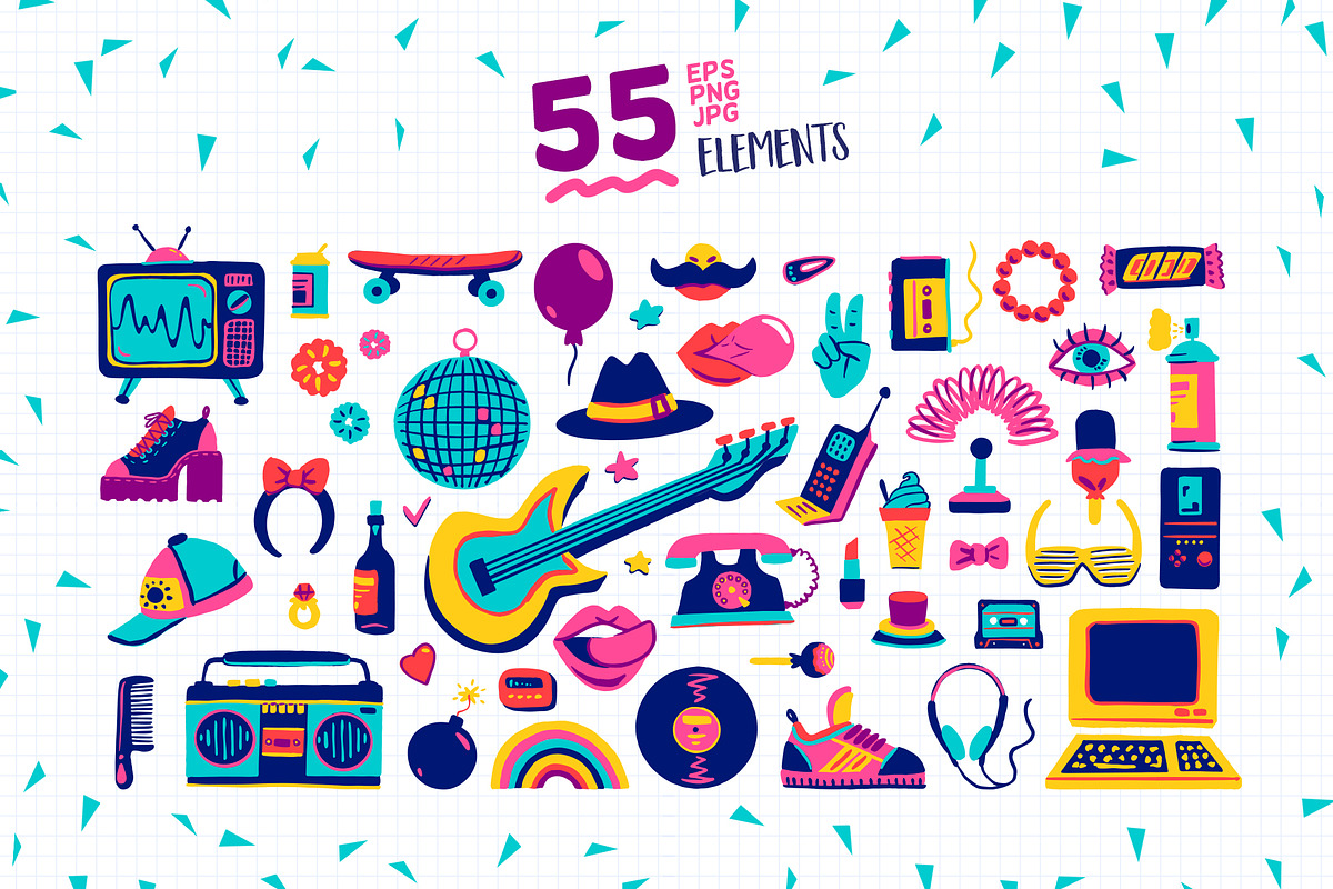 90s retro style vector clipart, an Illustration by Brandianna (Photo 2 of 7)