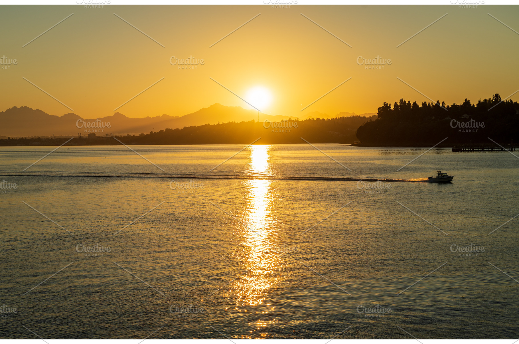 Sunrise seen from Mukilteo to, a Nature Photo by Backyard Stock