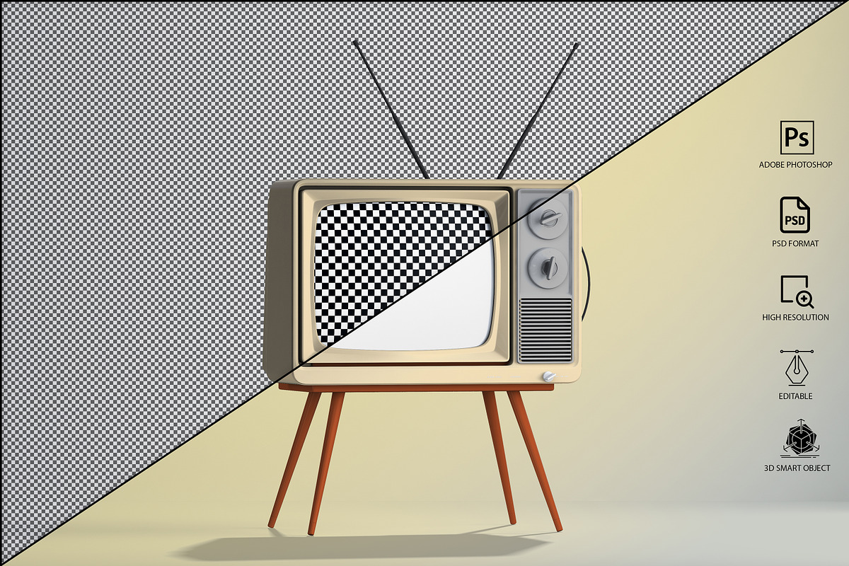 Retro Tv Mockup Pack, a Household Mockup by GraphicVil (Photo 8 of 23)