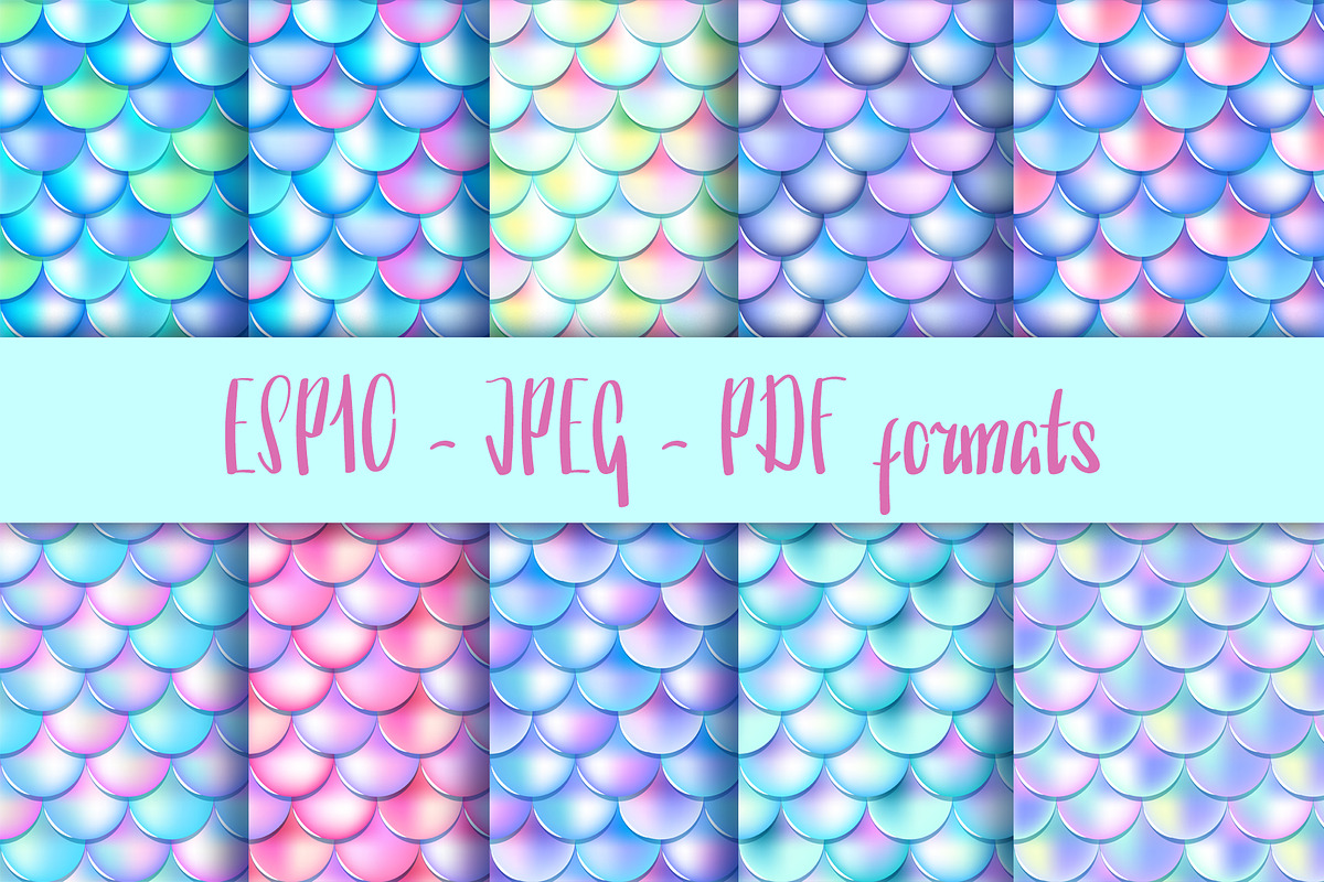 Mermaid Fish Skin Seamless Patterns, a Pattern Graphic by RabbitAndPencil (Photo 2 of 5)
