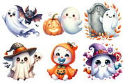 Cute Ghost Halloween Clipart, an Illustration by Pixels.Craft (Thumbnail 2 of 7)