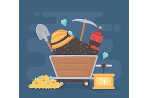 mining cart tools, an Illustration by studiogstock