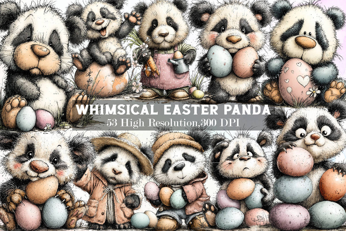 Whimsical Easter Panda Clipart, an Illustration by Sublimation Artist (Photo 1 of 7)