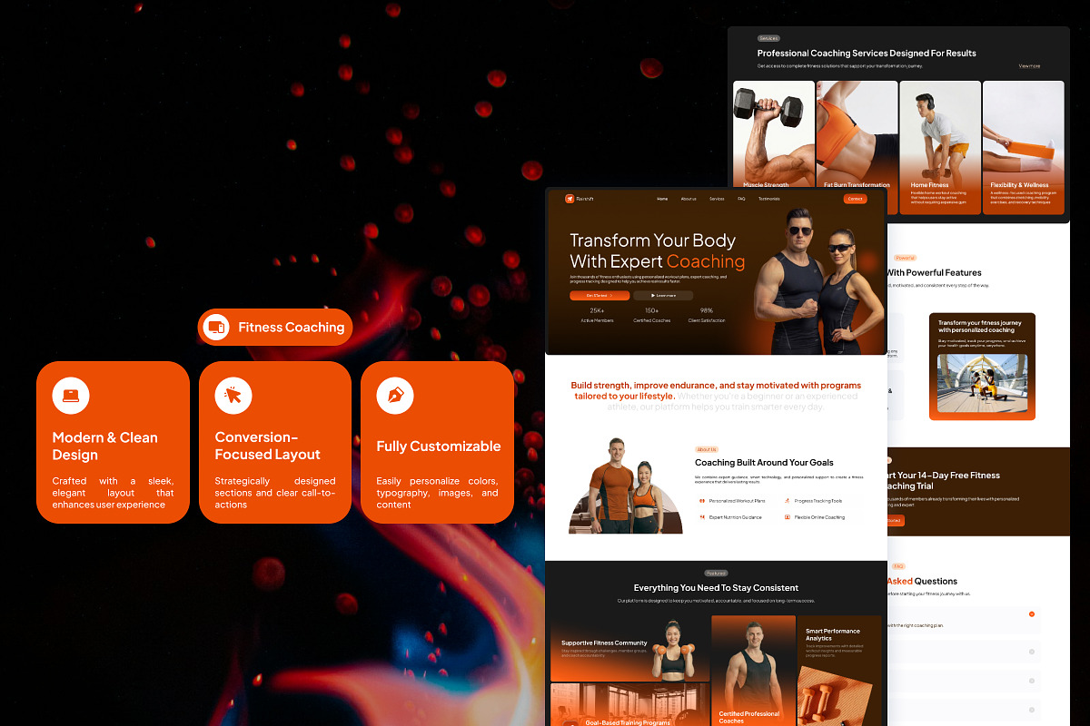 Fitness Coaching Landing Page, a Landing Page Template by Font Kingdom (Photo 3 of 5)
