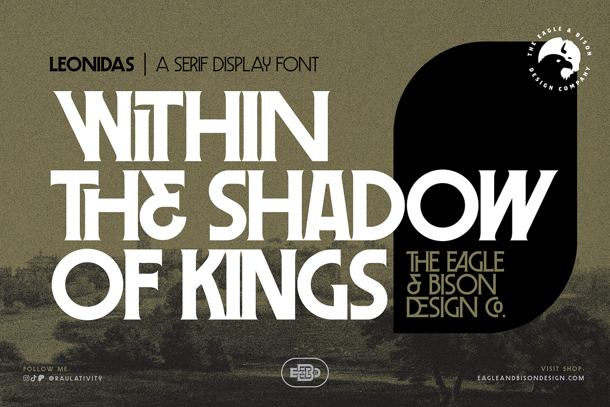 Leonidas, a Serif Font by Eagle & Bison Design Co. (Photo 2 of 6)