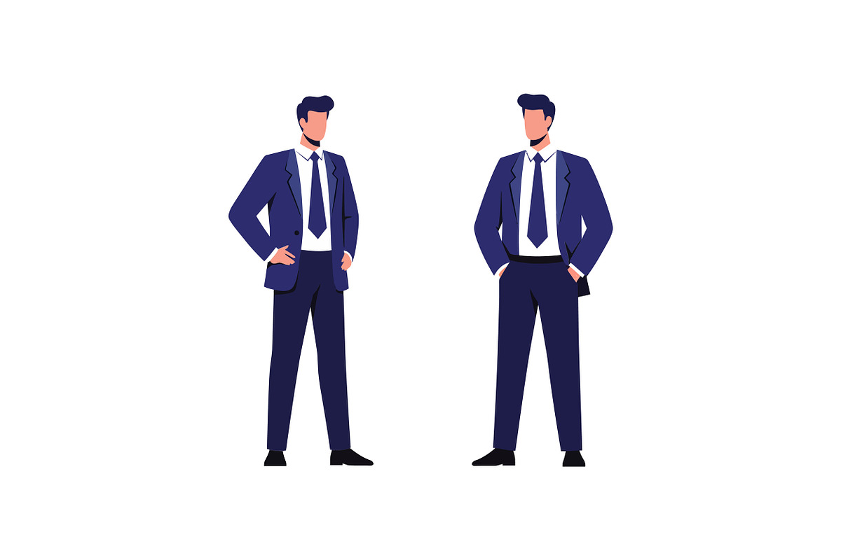Two business professionals in stylis, an Illustration by designvectx