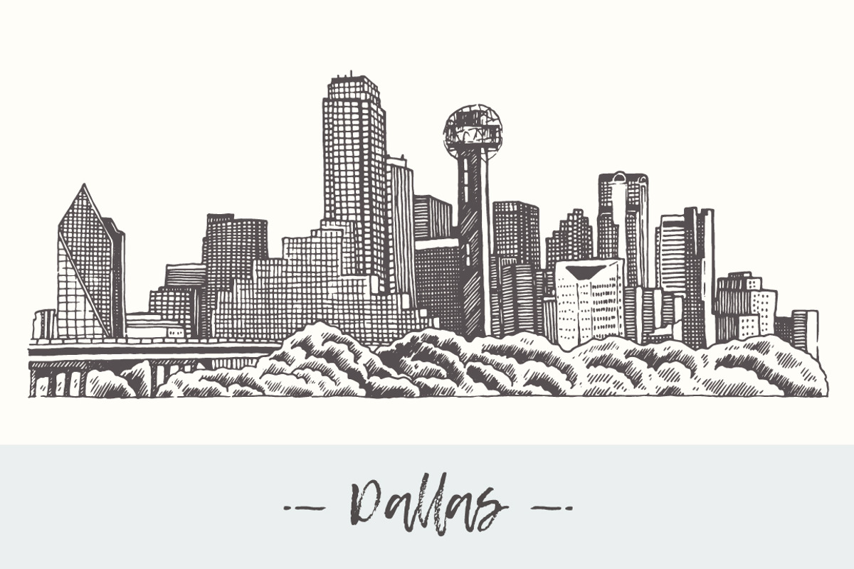 Dallas skyline, USA, a Work Illustration by TheMountBirdStudio