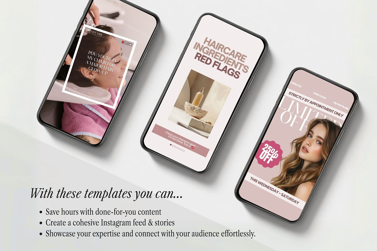 Hairdresser Instagram Posts Salon, a Social Media Template by HAYAG Creatives (Photo 6 of 6)