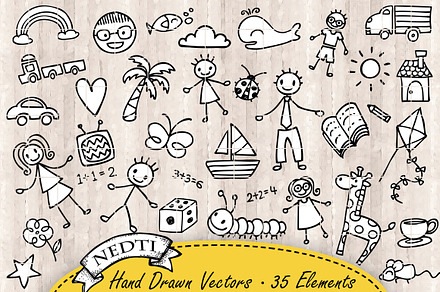 Kids Doodle Hand Drawn 35 Elements