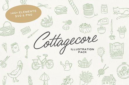 Cozy Cottagecore Hand Drawn Elements, an Illustration by Claire Emery Designs